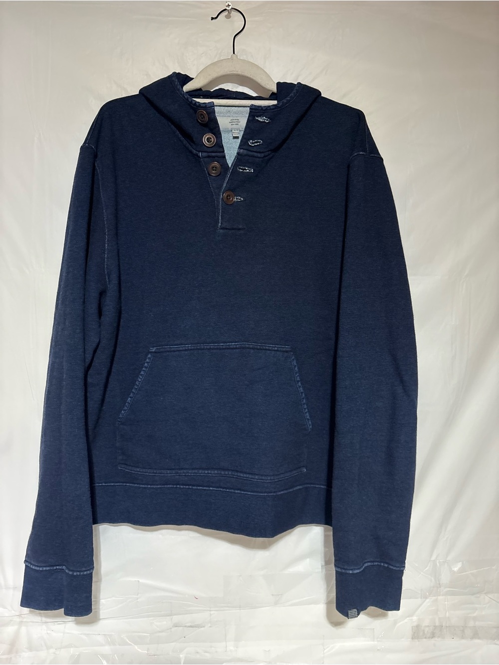 Jack Spade Navy Hooded Button-Placket Pullover